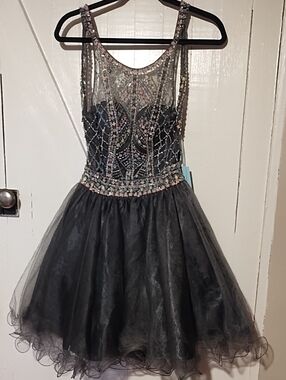 GLS Collective Black Beaded Tulle Midi Dress XS NWT.